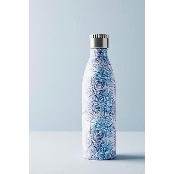 NWT!! ANTHROPOLOGIE Palm Leaf Stainless Steel Metal Water Bottle 25 oz. - Picture 1 of 8